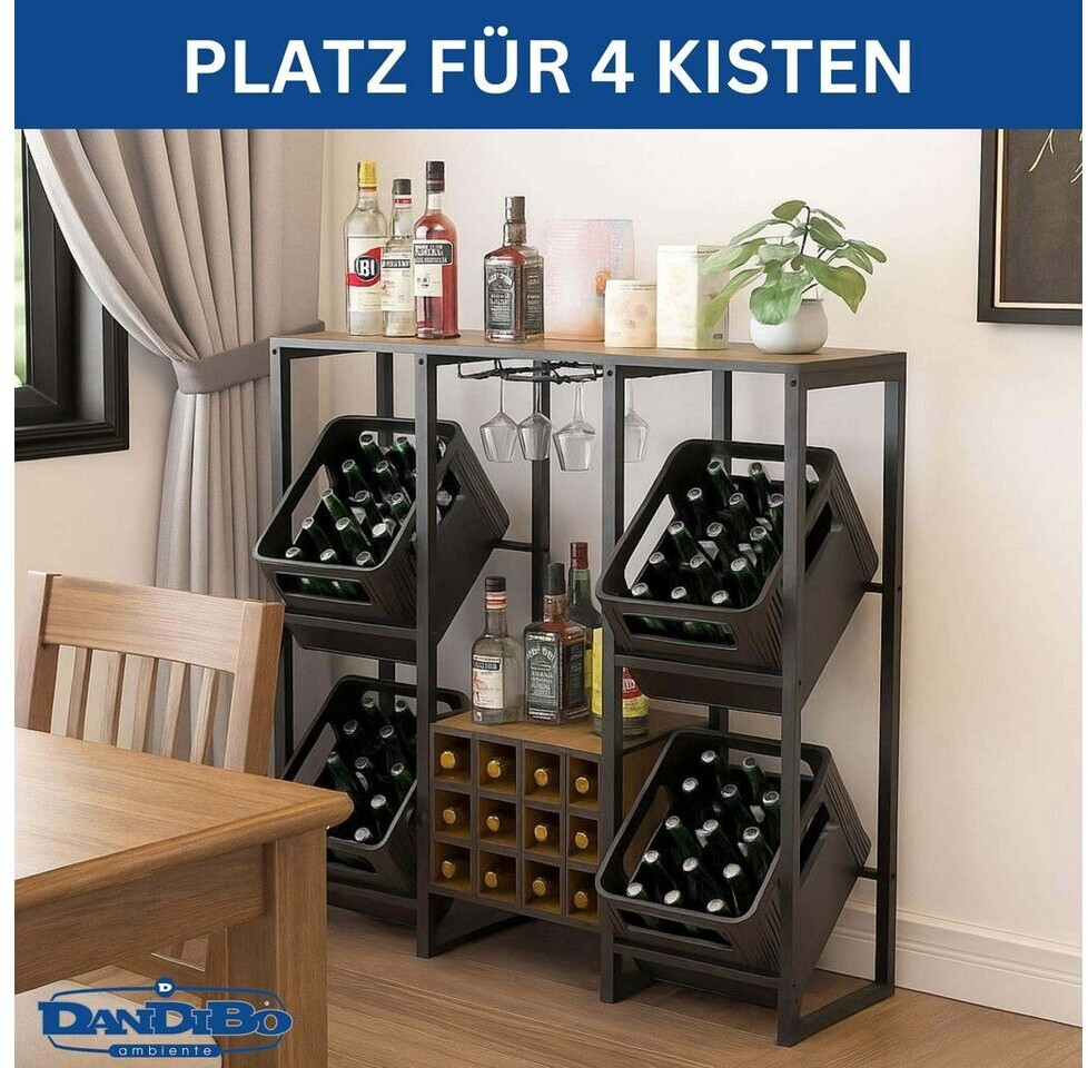 DanDiBo Getränkekistenregal 4 Kisten, Metall/Holzablage, schwarz (96659) ab 139,88 € (Oktober 2026)