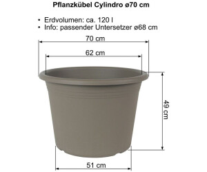 MePla Cylindro Pflanzkübel mit Untersetzer, Kunststoff, taupe, ø70cm (Cylindro ø70) ab 92,99 € (Oktober 2026)