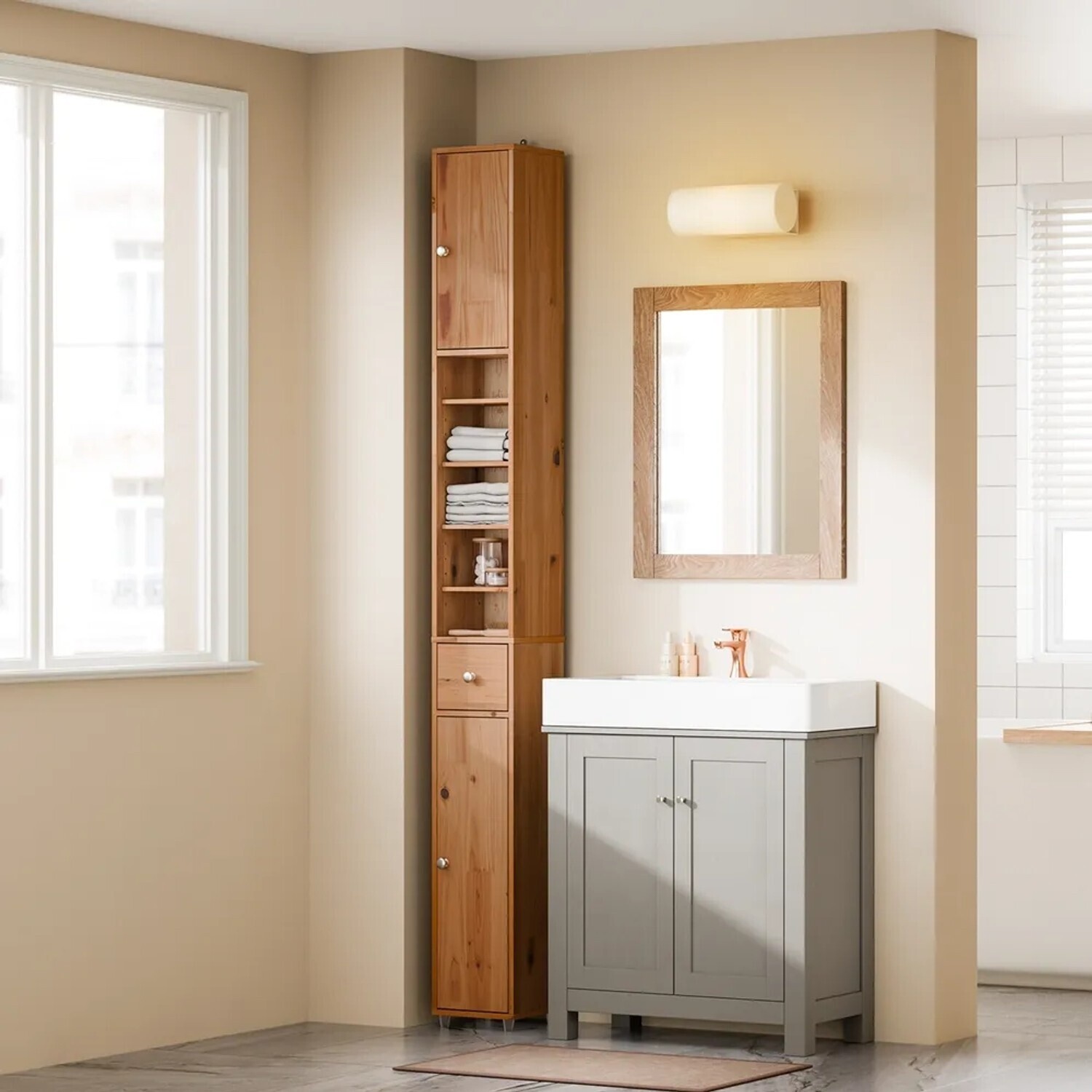 SoBuy Badezimmer-Hochschrank schmal, 6 Einlegeböden, Massivholz, 20x180x20cm (BZR34-II-SH) ab 80,55 € (Oktober 2026)