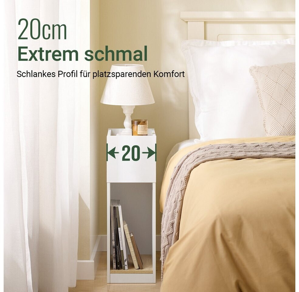SoBuy Nachttisch schmal mit Schublade und offenem Fach, weiß (FBT171-WN) ab 39,95 € (Oktober 2026)