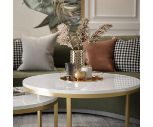 Lookway CIRI 2-in-1 Couchtisch rund, weiß hochglanz, gold matt, ⌀70/50cm ab 201,40 € (Oktober 2026)