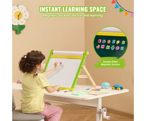 GOPLUS 4-in-1 Kinder Staffelei Multifunktional – Kindertisch Mit Whiteboard, Stühlen & Regal Für Malen, Lernen & Essen Ab 1 Jahr