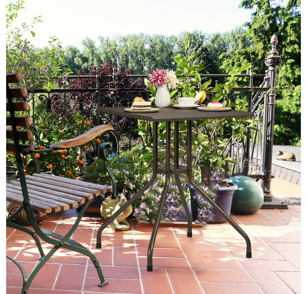 Relaxdays Gartentisch Holz-Optik, eckig, 75x61x61cm, Kunststoff & Stahl, braun (10049577) ab 38,39 € (Oktober 2026)