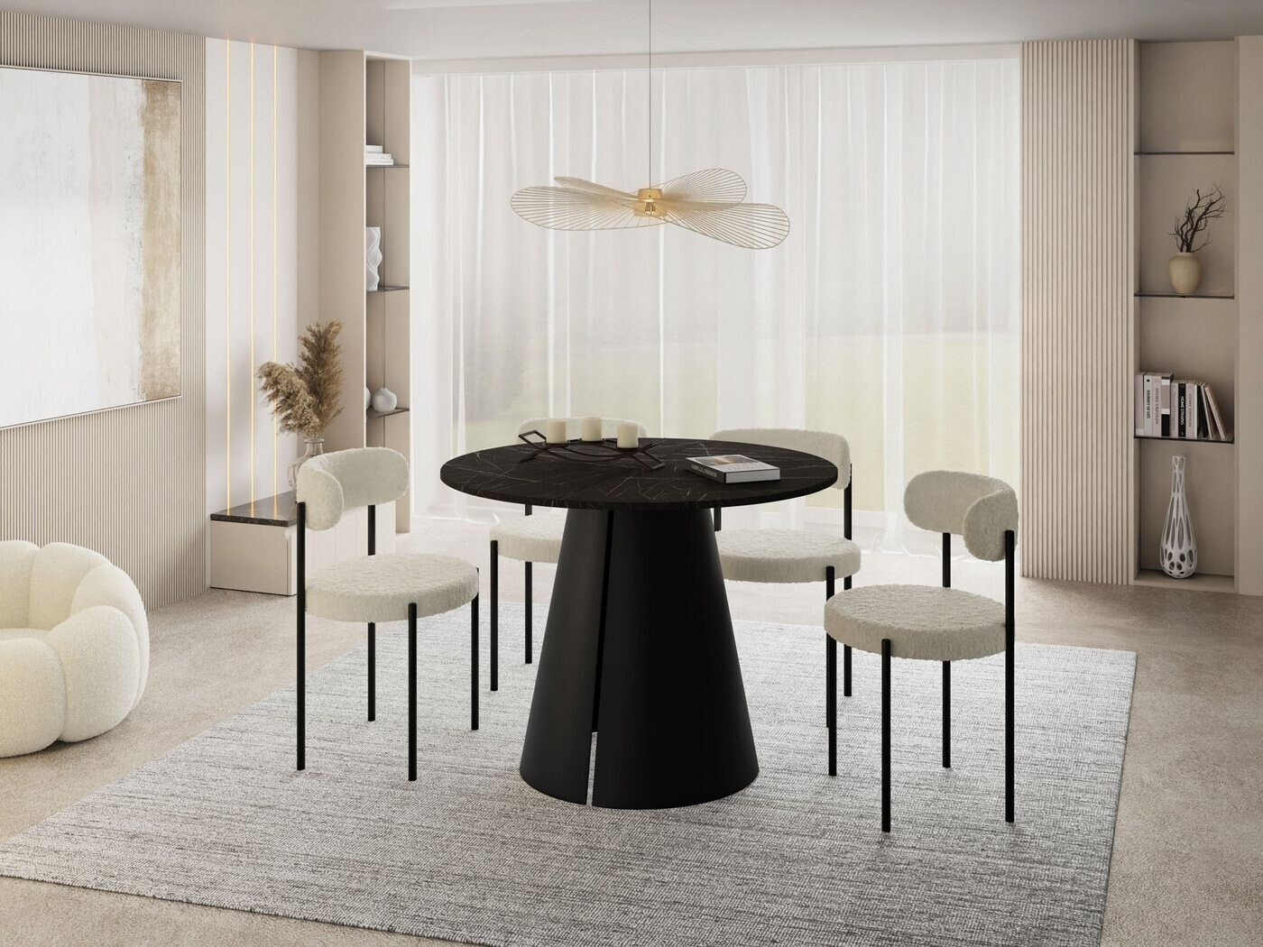 WFL GROUP Lamio Esstisch rund ausziehbar, Marmor Schwarz, Metallbeine 120–200cm (800001124298) ab 564,9 € (September 2026)