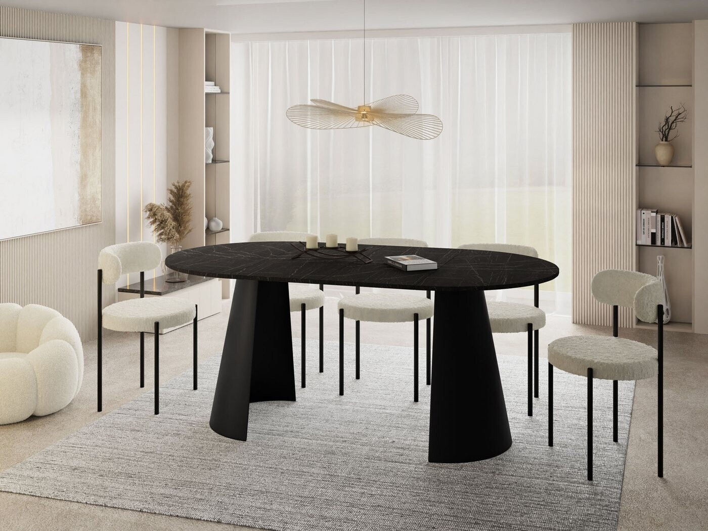 WFL GROUP Lamio Esstisch rund ausziehbar, Marmor Schwarz, Metallbeine 120–200cm (800001124298) ab 564,9 € (September 2026)