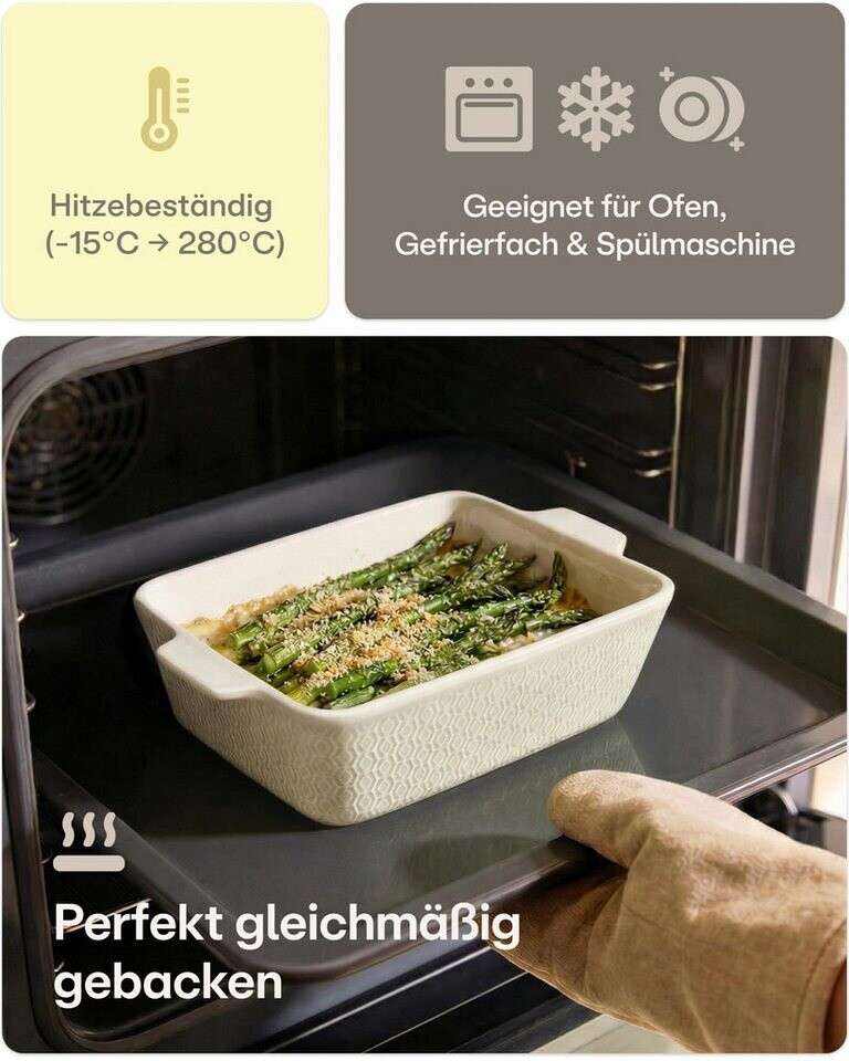 Praknu Auflaufform klein, Keramik, Antihaftbeschichtung, weiß, 1,35l (77702) ab 19,99 € (Oktober 2026)