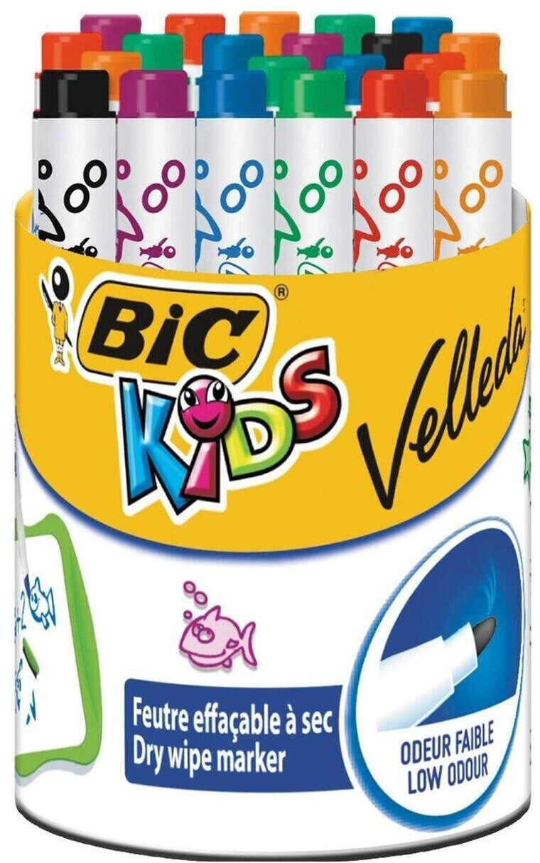 BIC Kids Mini Velleda Feutres Effaçables à Sec, Pointe Conique Fine ...