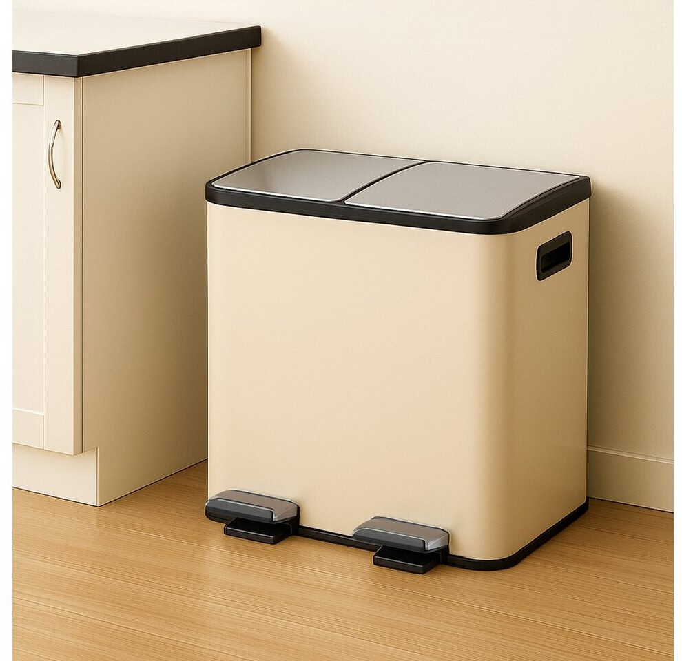 Relaxdays Küchen-Mülleimer Doppel-Treteimer 2x15l, beige/silber ab 67,19 € (Oktober 2026)