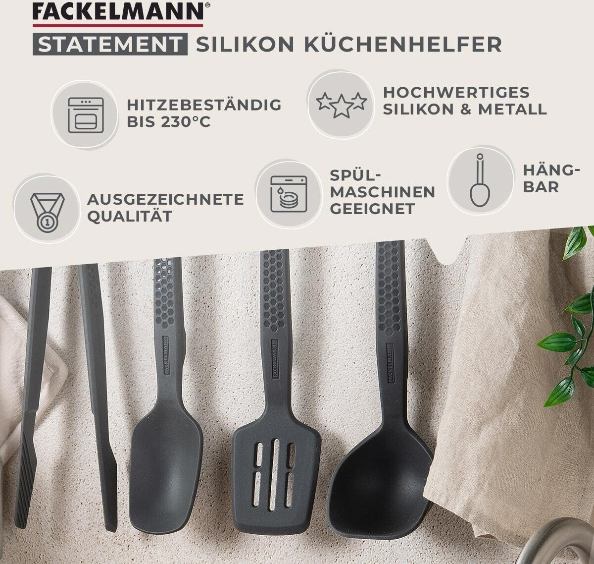 Fackelmann Küchenhelfer-Set Statement Silikon 4-teilig ab 43,12 € (Oktober 2026)