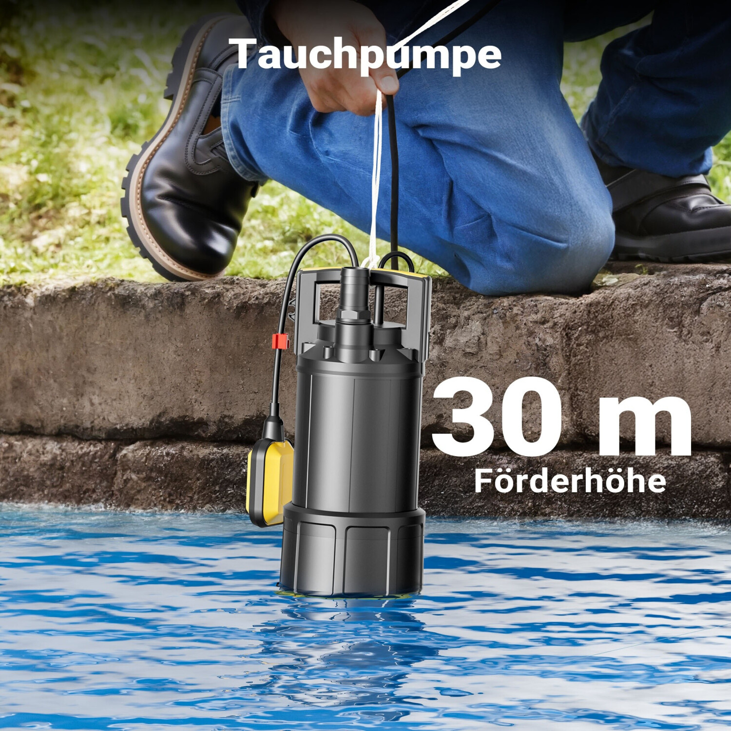 Wiltec Pompe Immergée 1000W avec Flotteur, Hauteur de Refoulement 30m — free download