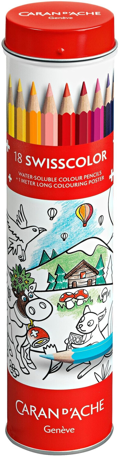 CARAN D ACHE 30 Permanent-Buntstifte und 2 Karten. Swisscolor Selection