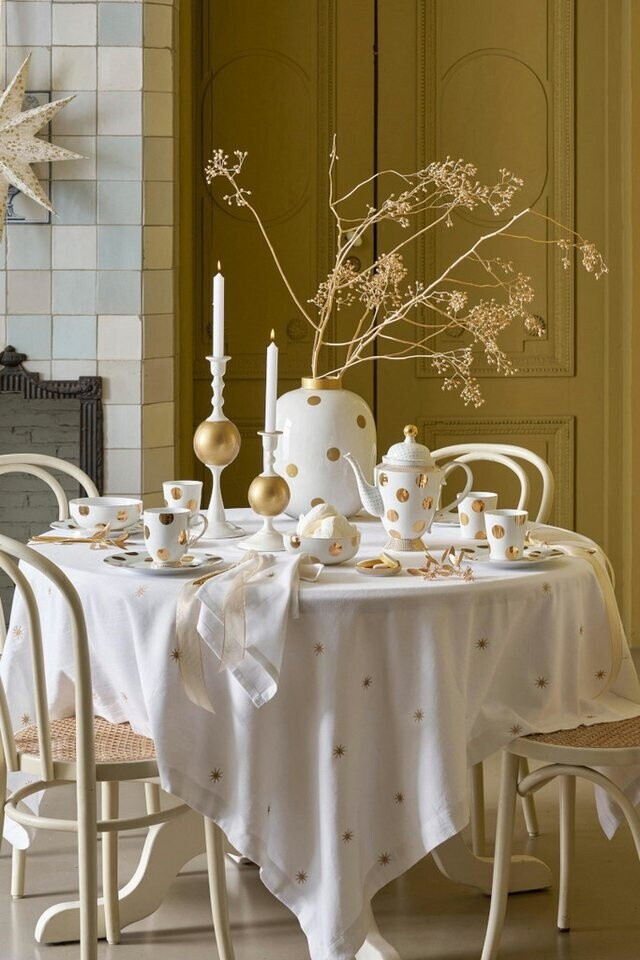 PiP Studio Dot Delight Tischdecke mit Stickerei, Sterne, gold, 180x300cm ab 89,95 € (Oktober 2026)