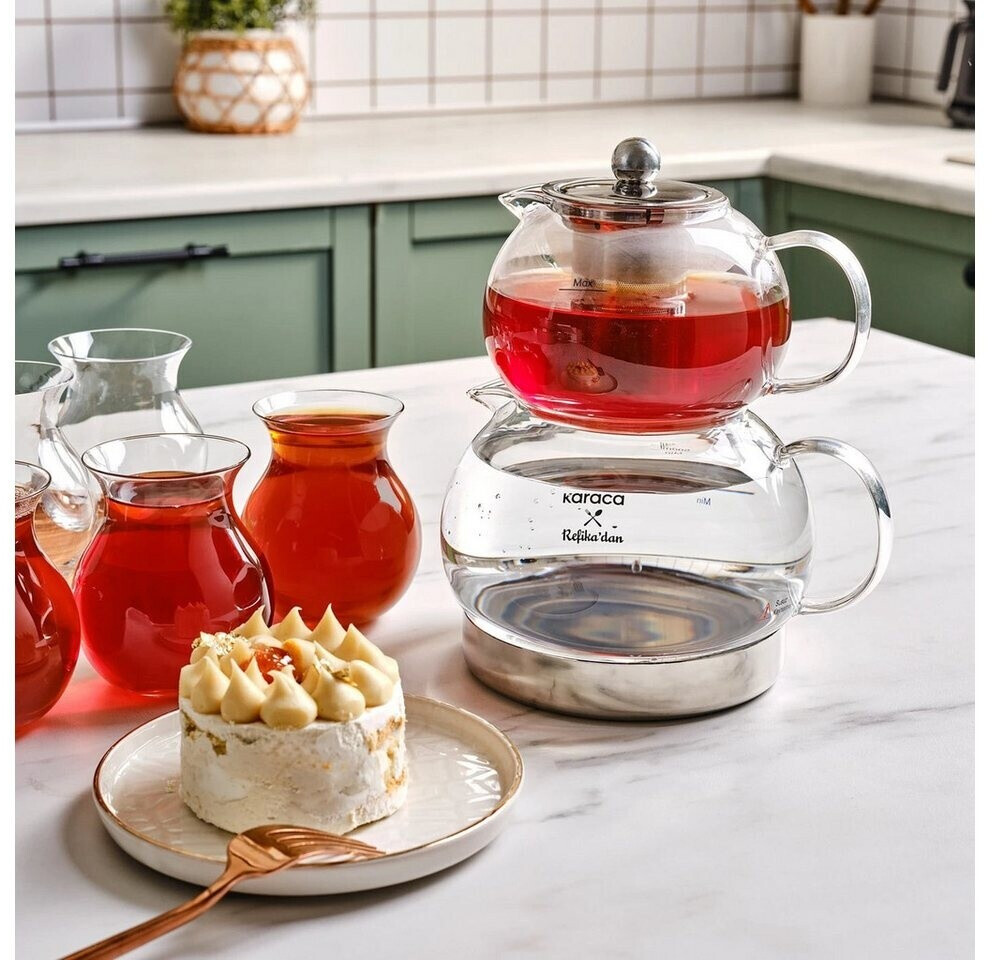 Karaca Refika Borosilikatglas-Teekannen-Set mit Edelstahl-Teesieb, 1,5L & 0,6L (1000002368001) ab 39,96 € (Oktober 2026)