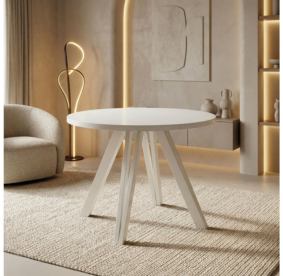 WFL GROUP Ravano runder Esstisch ausziehbar, weiß, 100–180cm ab 534,90 € (Oktober 2026)