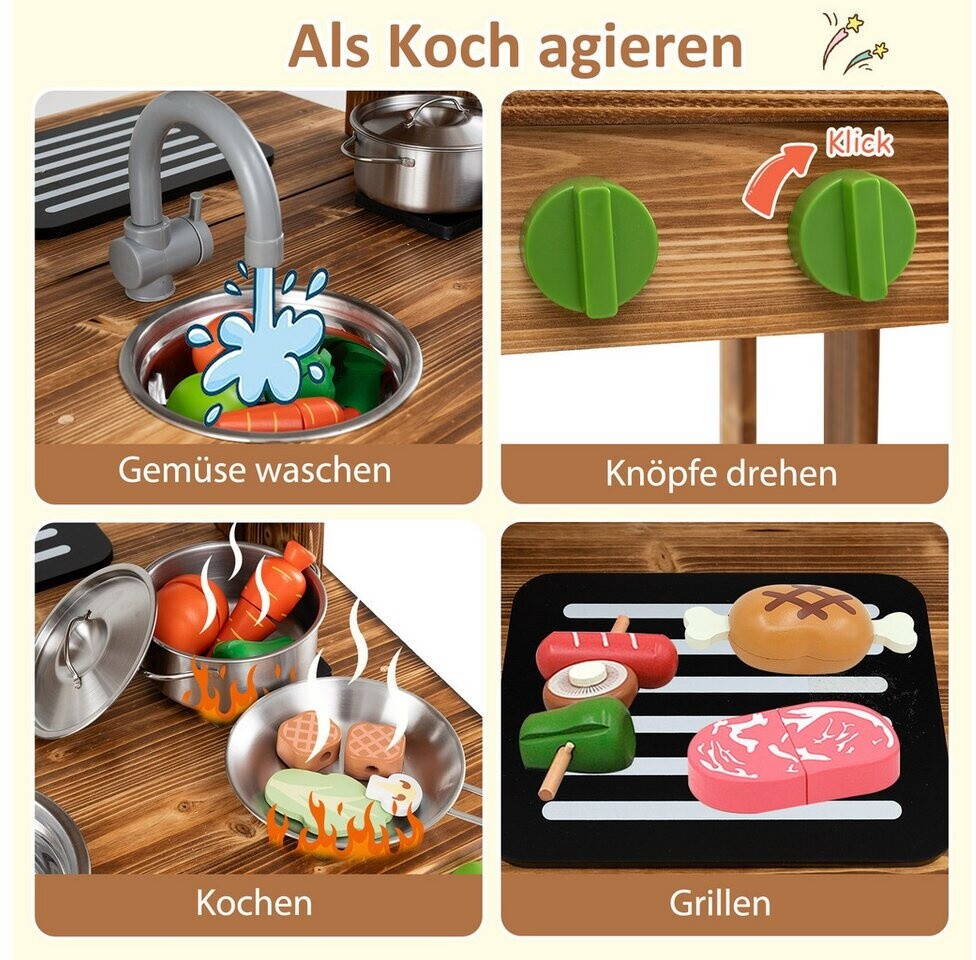 Costway Cuisine de boue double face avec toit et tableau, bois au — free download