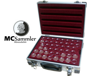 MC.Sammler Mallette numismatique en aluminium avec 5 plateaux pour 230 pièces de 2 euros sous capsules de max. 31 mm (sans capsules pour pièces de monnaie