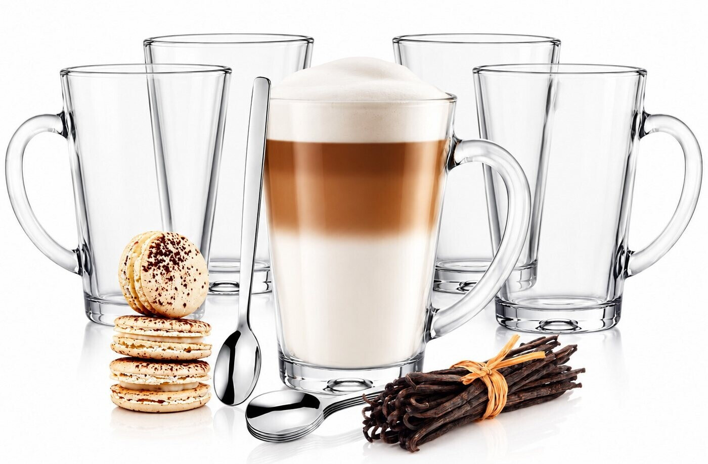 Sendez Latte-Macchiato-Gläser 300ml mit Henkel und Edelstahllöffel, 12-tlg. ab 18,99 € (Oktober 2026)