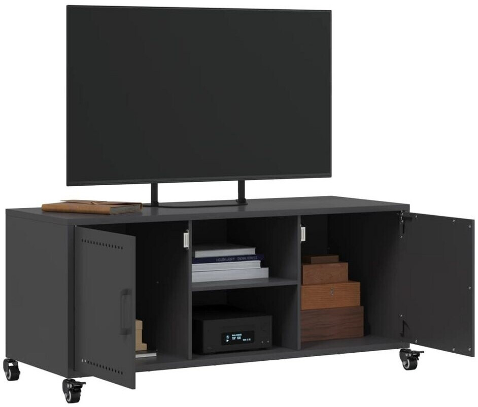 Mobile TV VidaXL Rosa In Acciaio – 100.5x39x43.5 Cm, Con 2 Ante E 2 Ripiani, Per Soggiorno, Hi-Fi E Multimediali