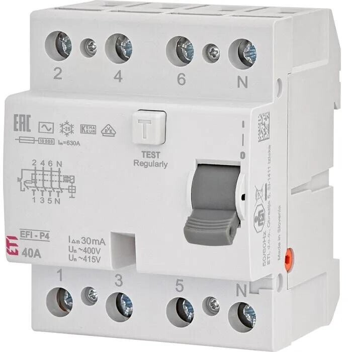 Matismart ML50H4P FI Schutzschalter 4-polig 40A/30mA, AC, Test-Taste
