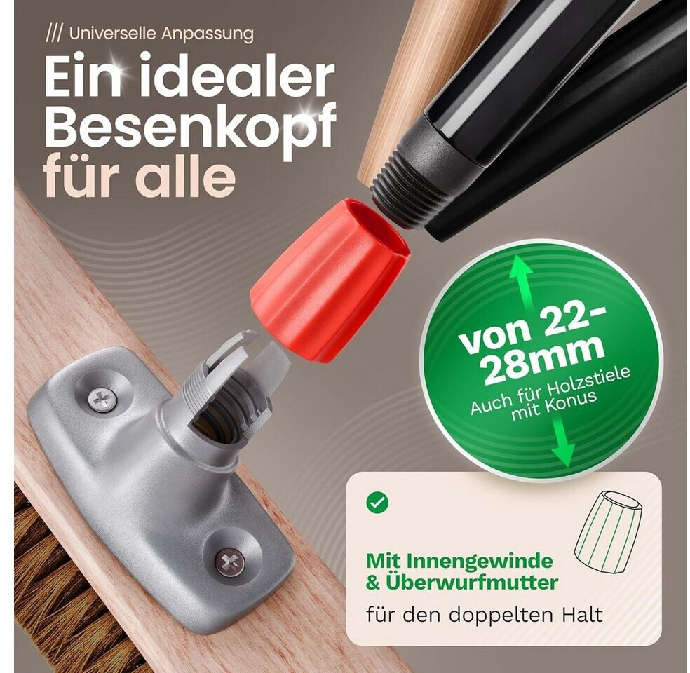 Novaliv Kokosbesen 60cm mit Teleskopstiel, Naturborsten, 2er-Set (30604 ...