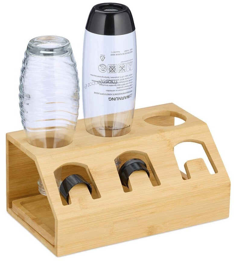 Relaxdays Flaschenständer SodaStream-kompatibel, 3er, Bambus, mit Abtropfschale (10049885) ab 16,82 € (Oktober 2026)