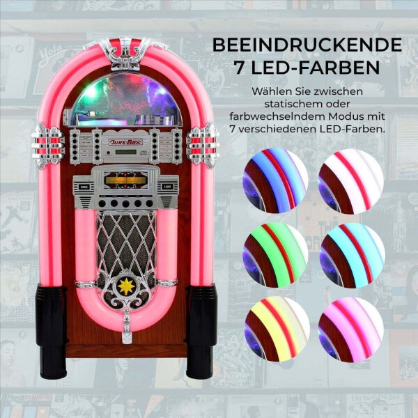 MonsterShop Retro Style Illuminated Jukebox Sound System 1950s, Bild 6