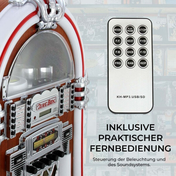MonsterShop Retro Style Illuminated Jukebox Sound System 1950s, Bild 7