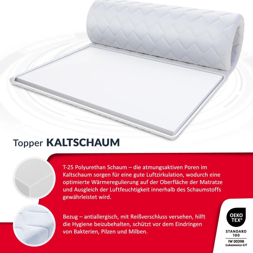 Ab Topper FDM Kaltschaum-Topper 90x200cm, HĂ€rtegrad H4, 5cm hoch ab 64,86 ...