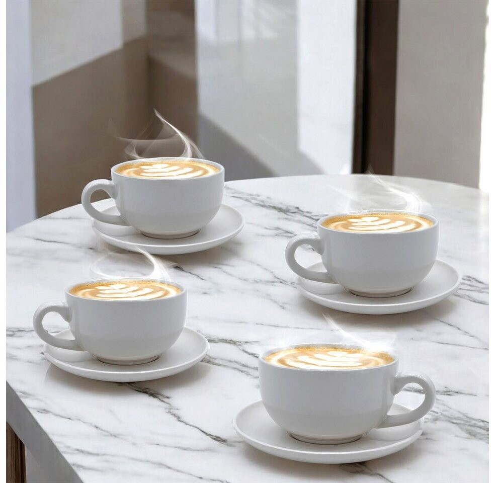 Spetebo Cappuccino-Tassen mit Unterteller, 4er-Set, weiß, Porzellan, 200ml (85357) ab 21,95 € (Oktober 2026)