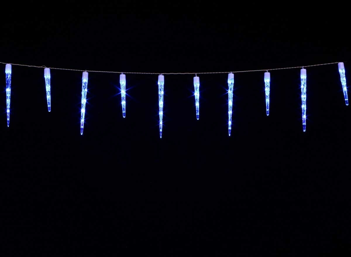 EEIEER 192 LED Eiszapfen Lichterkette – Meteorschauer-Effekt, 8 Röhren à 30 Cm, IP65 Wasserdicht, Für Außenbereich, Balkon & Garten, In Blau, Mit EU-Stecker
