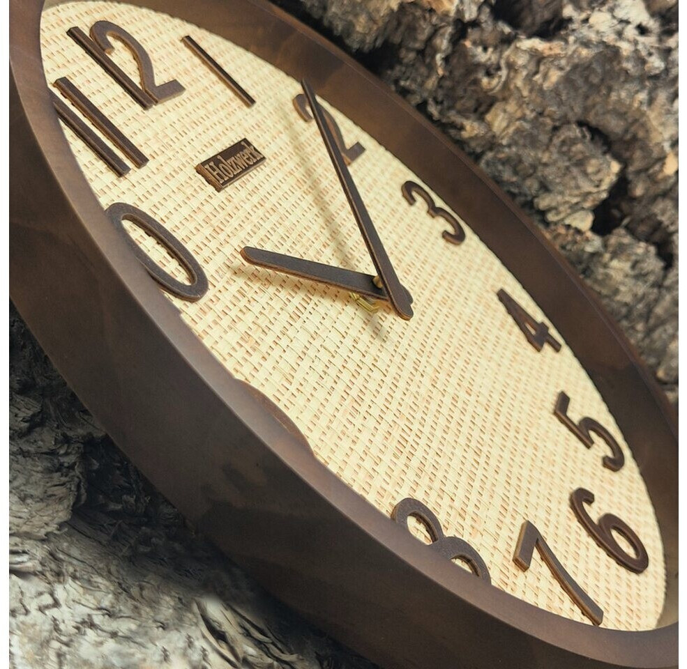 Holzwerk PENZBERG Wanduhr Boho Rattan, Massivholz, 30cm (Hw.Braun..) ab 39,99 € (Oktober 2026)