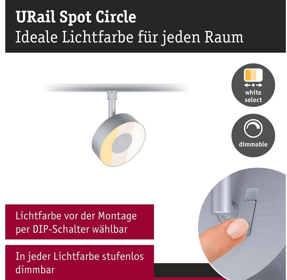 Urail Paulmann Circle URail Hochvolt-Schienensystem-Leuchte 5W chrom matt ...