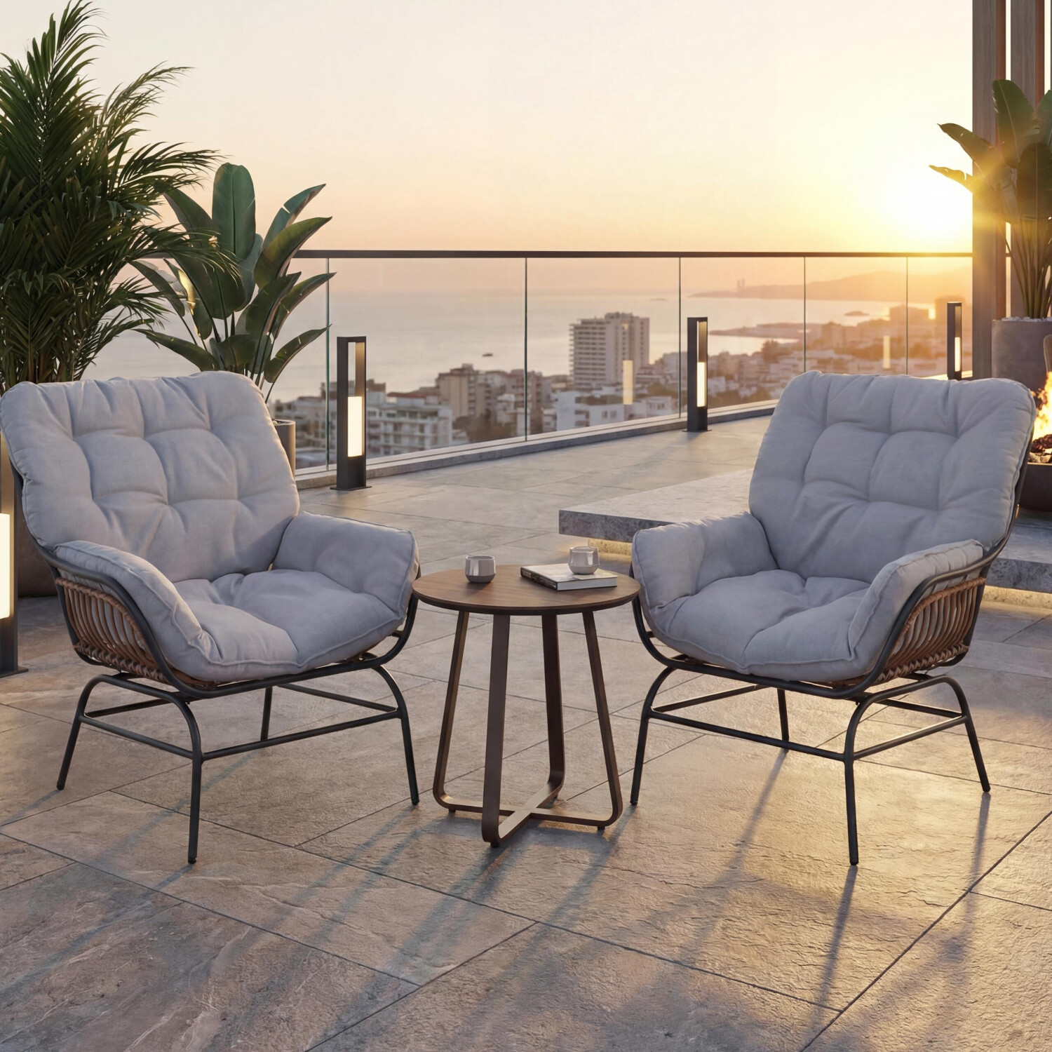 Mendler HWC-P75 Loungesessel 2er-Set, Poly-Rattan/Metall, dunkelgrau/Polster hellgrau (119736) ab 335,99 € (Oktober 2026)