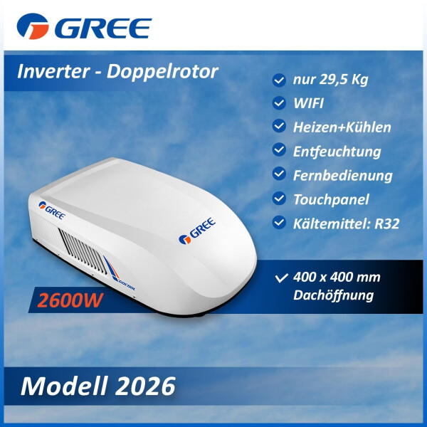 Gree GoCool Plus 2600 W Doppelrotor Dachklimaanlage Weiß
