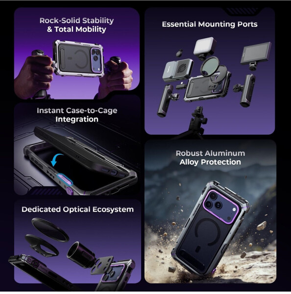 SmallRig Megatron Edition Dual-Handheld-Video-Kit für iPhone 17 Pro / 17 Pro Max, drehbarer Griff, kabellose Steuerung (5585), Bild 8