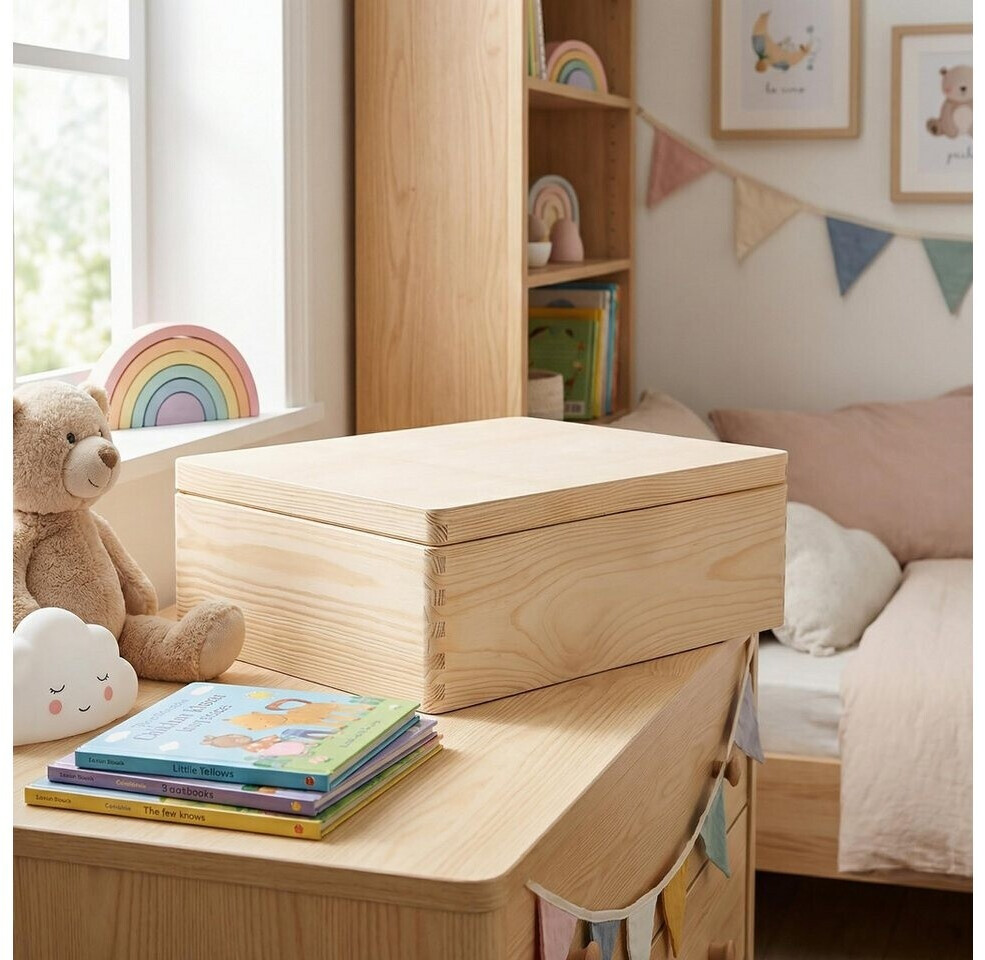 Creative Deco Große Holzkiste mit Deckel, unlackiert, 40x30x14cm ab 18,75 € (Oktober 2026)
