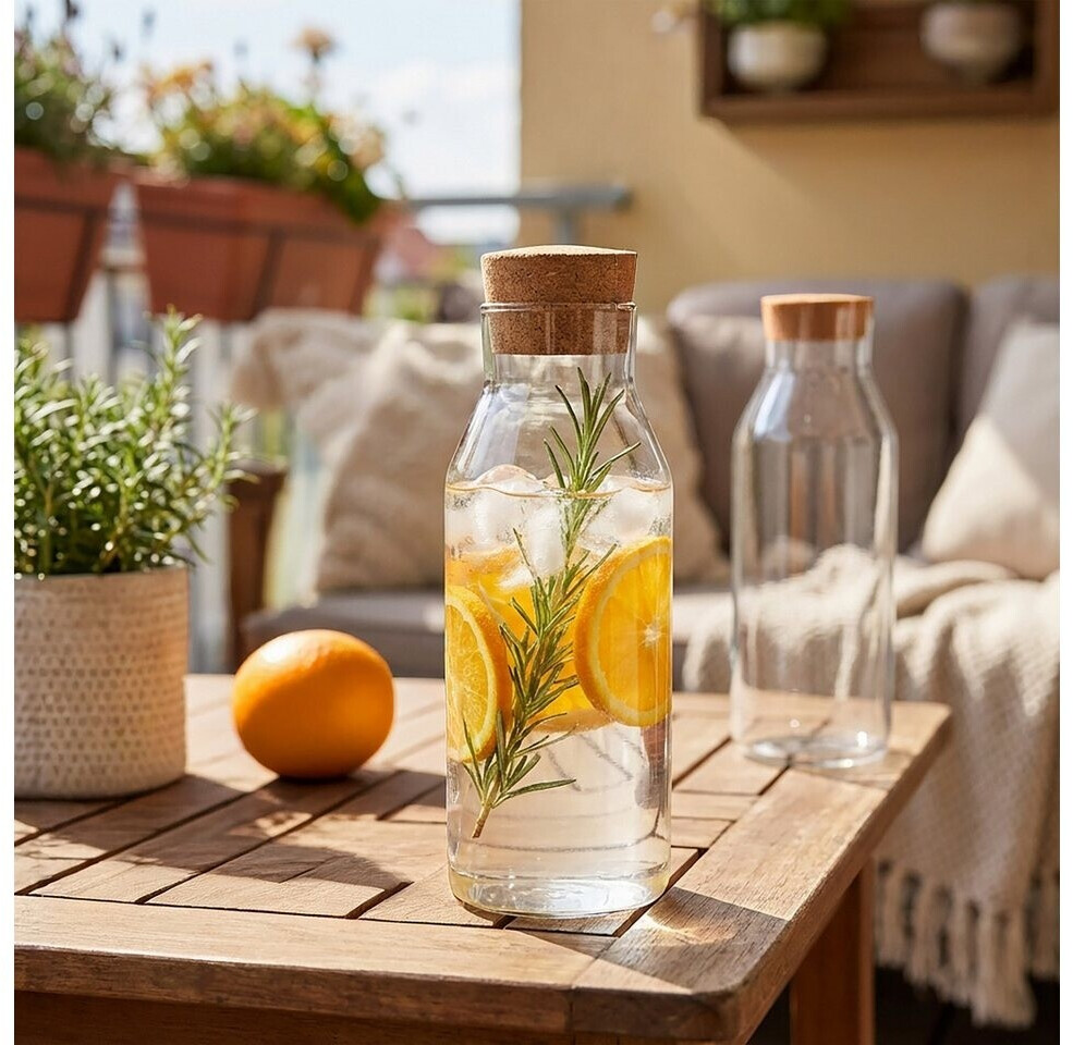 Relaxdays Glaskaraffe mit Korken, Borosilikatglas, 1,2L, 2er-Set ab 16,31 € (Oktober 2026)