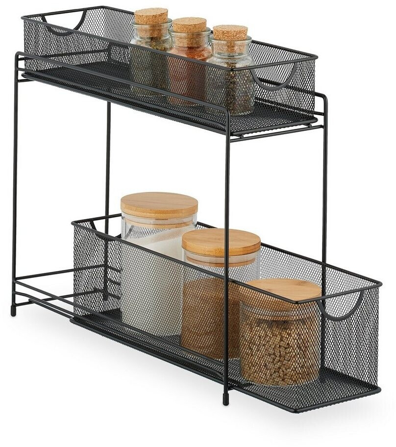 Relaxdays Küchenschrank-Organizer ausziehbar, 2 Schubladen, Metall, 40x15x46cm, schwarz (10047535_46) ab 28,79 € (Oktober 2026)