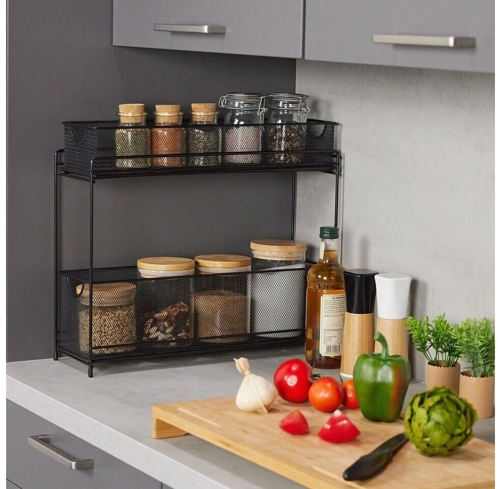 Relaxdays Küchenschrank-Organizer ausziehbar, 2 Schubladen, Metall, 40x15x46cm, schwarz (10047535_46) ab 28,79 € (Oktober 2026)