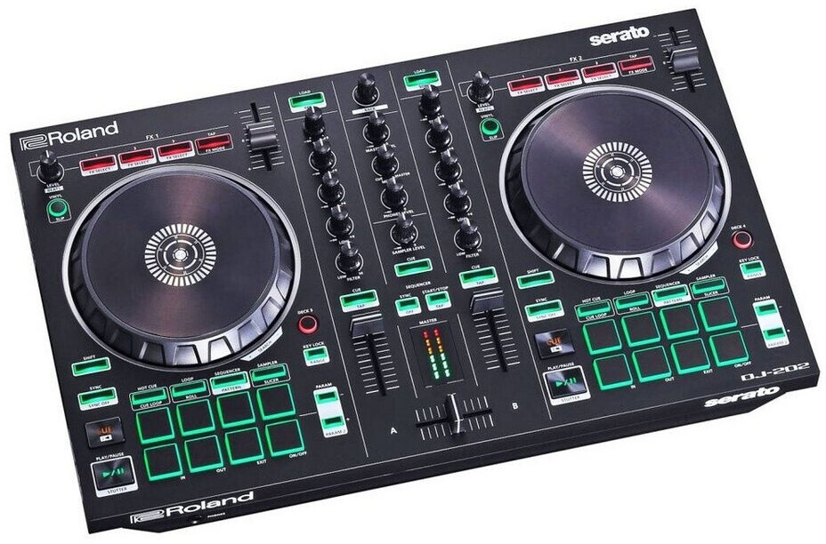 Roland DJ-202 USB-DJ-Controller mit Tasche (dj202-cbbdj2-fp200) ab