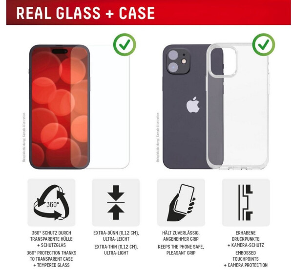 Displex Panzerglas + Schutzhülle für Apple iPhone 16e/17e (02275), Bild 6