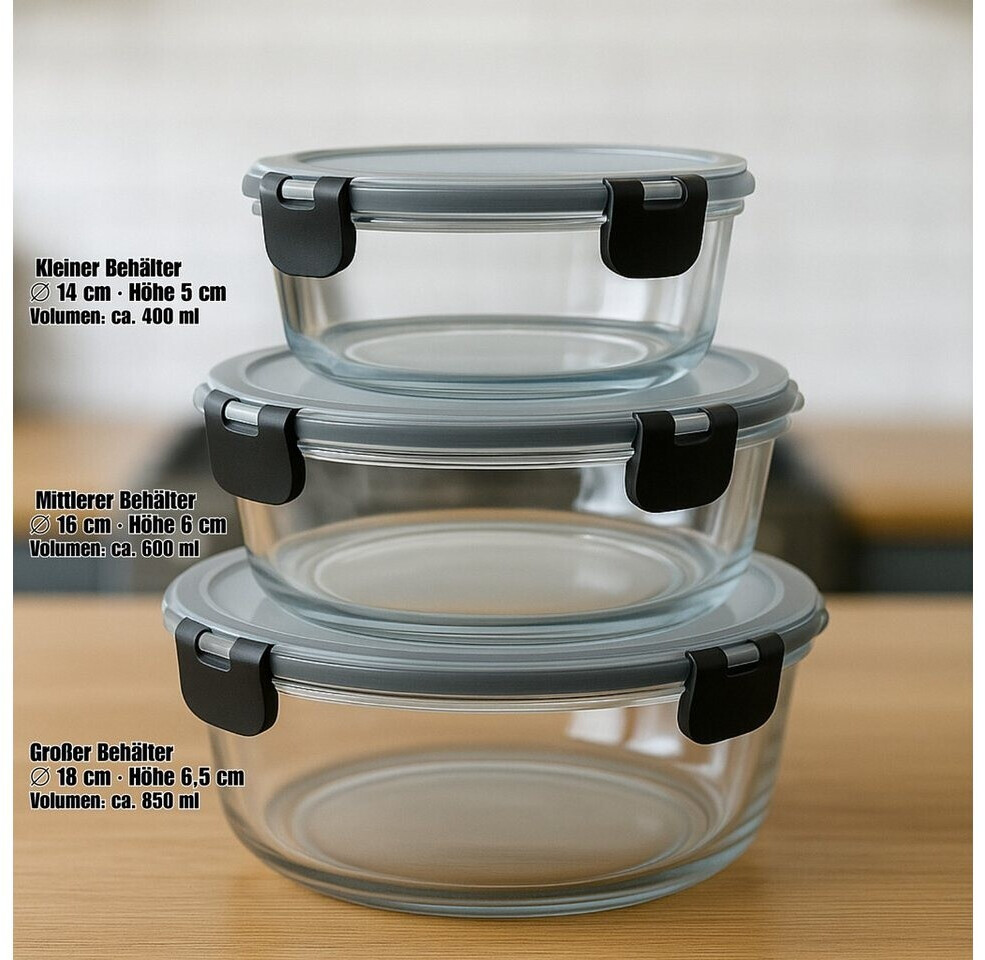 BigDean Glasbehälter mit Deckel in 3 Größen - Meal Prep Container ab 17,84 € (Oktober 2026)
