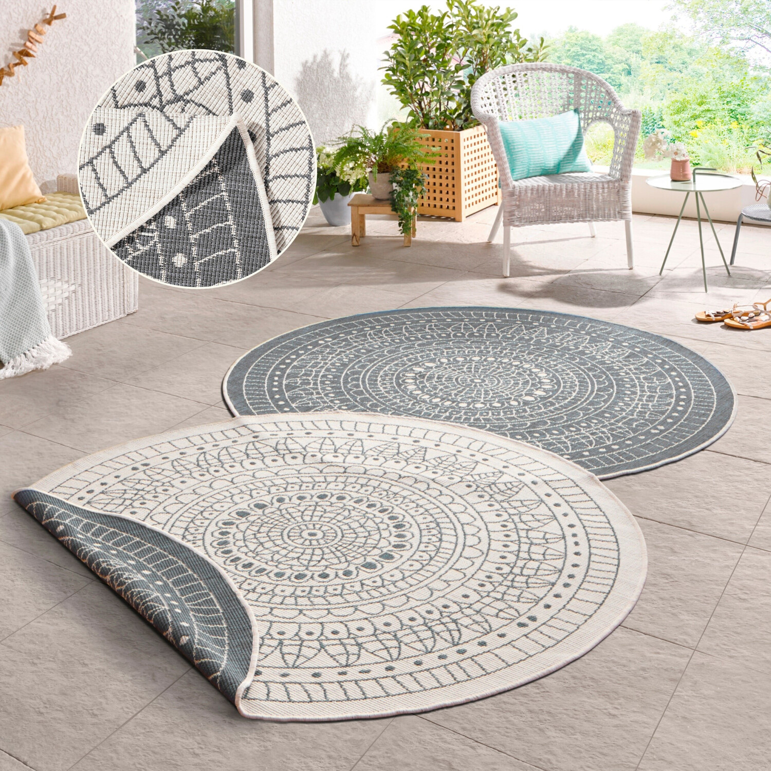 Hanse Home Northrugs Porto In- und Outdoor Teppich Rund ⌀240cm blau/creme ab 131,57 € (Oktober 2026)