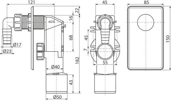 Alcadrain Aps4 Unterputzsiphon, Bild 2