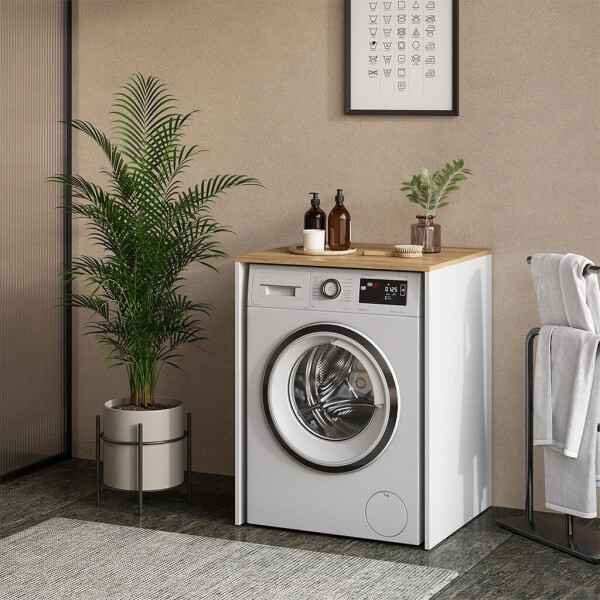 VICCO Viktor washing machine cabinet, 68 x 88.2 cm, white/artisan oak, Bild 3