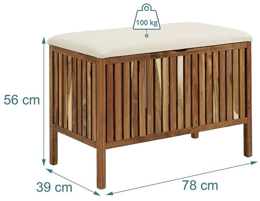 Relaxdays Wäschetruhe mit Sitz, Akazienholz, weiß/braun ab 75,01 € (Oktober 2026)