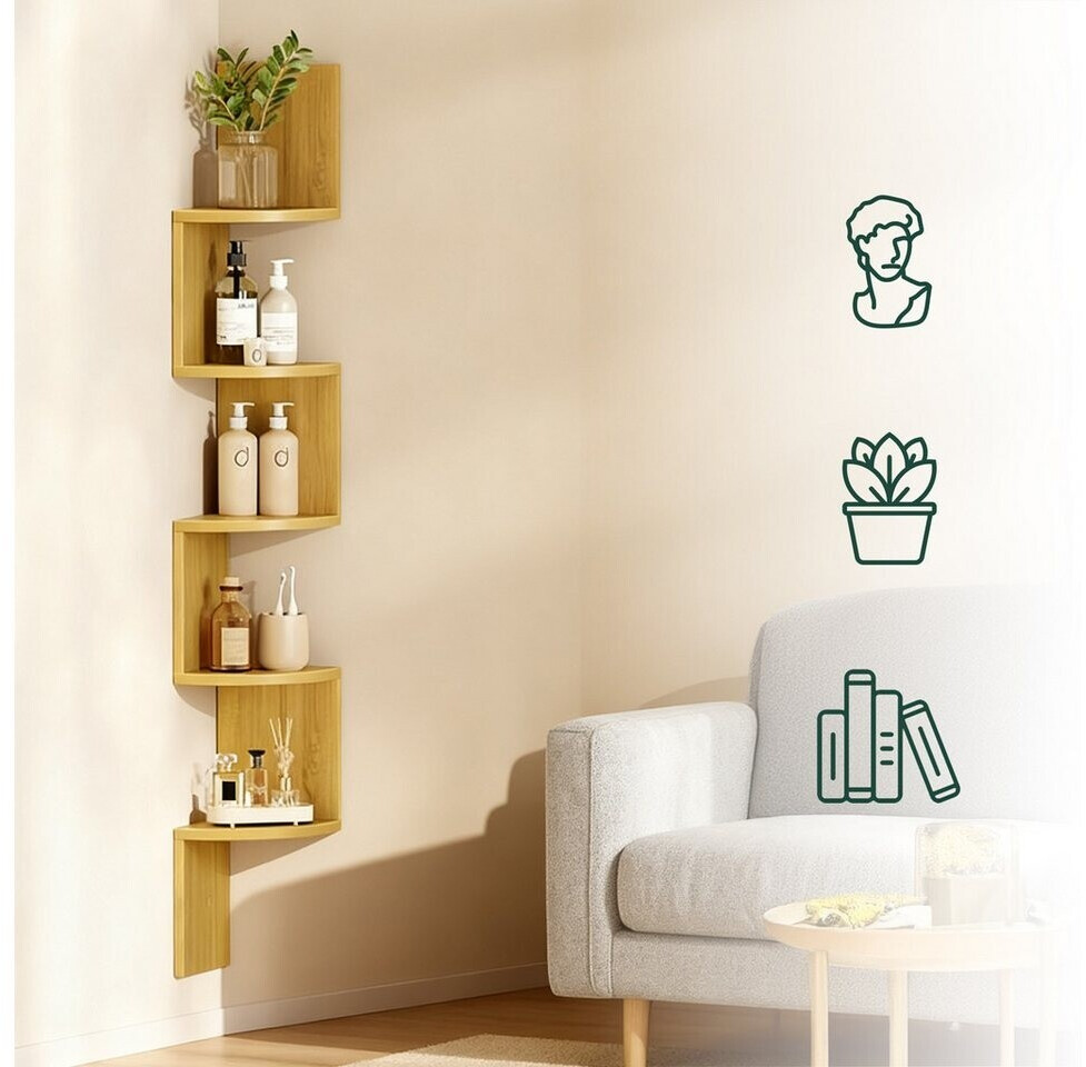 Relaxdays Eckregal Zickzack-Design 5 Etagen MDF, 125x20x20cm (10052596_126) ab 24,45 € (Oktober 2026)