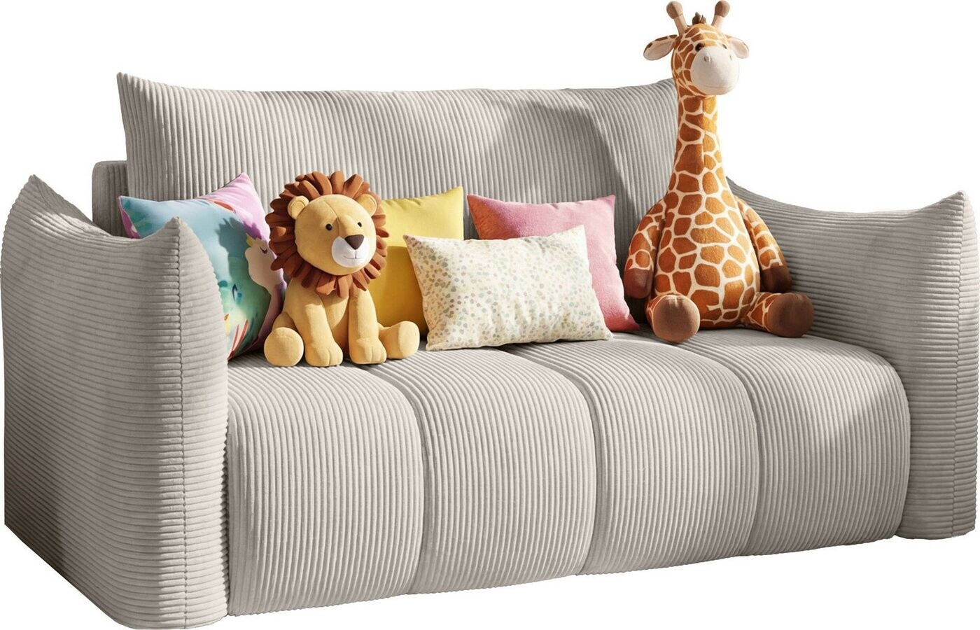 WFL GROUP Lilo Jugendsofa mit Schlaffunktion & Bettkasten, hellgrau Cord (800001751682) ab 584,90 € (Oktober 2026)