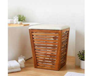 Relaxdays Wäschekorb mit Sitz, Akazienholz, weiß/braun ab 68,35 € (Oktober 2026)