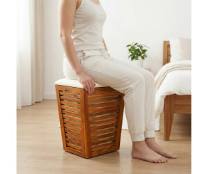 Relaxdays Wäschekorb mit Sitz, Akazienholz, weiß/braun ab 68,35 € (Oktober 2026)